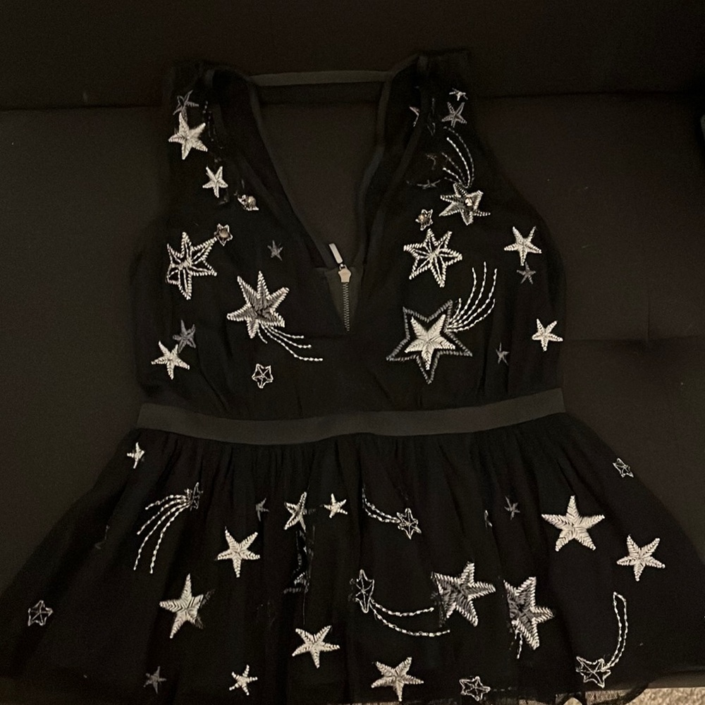 Express Sparkle peplum black top
